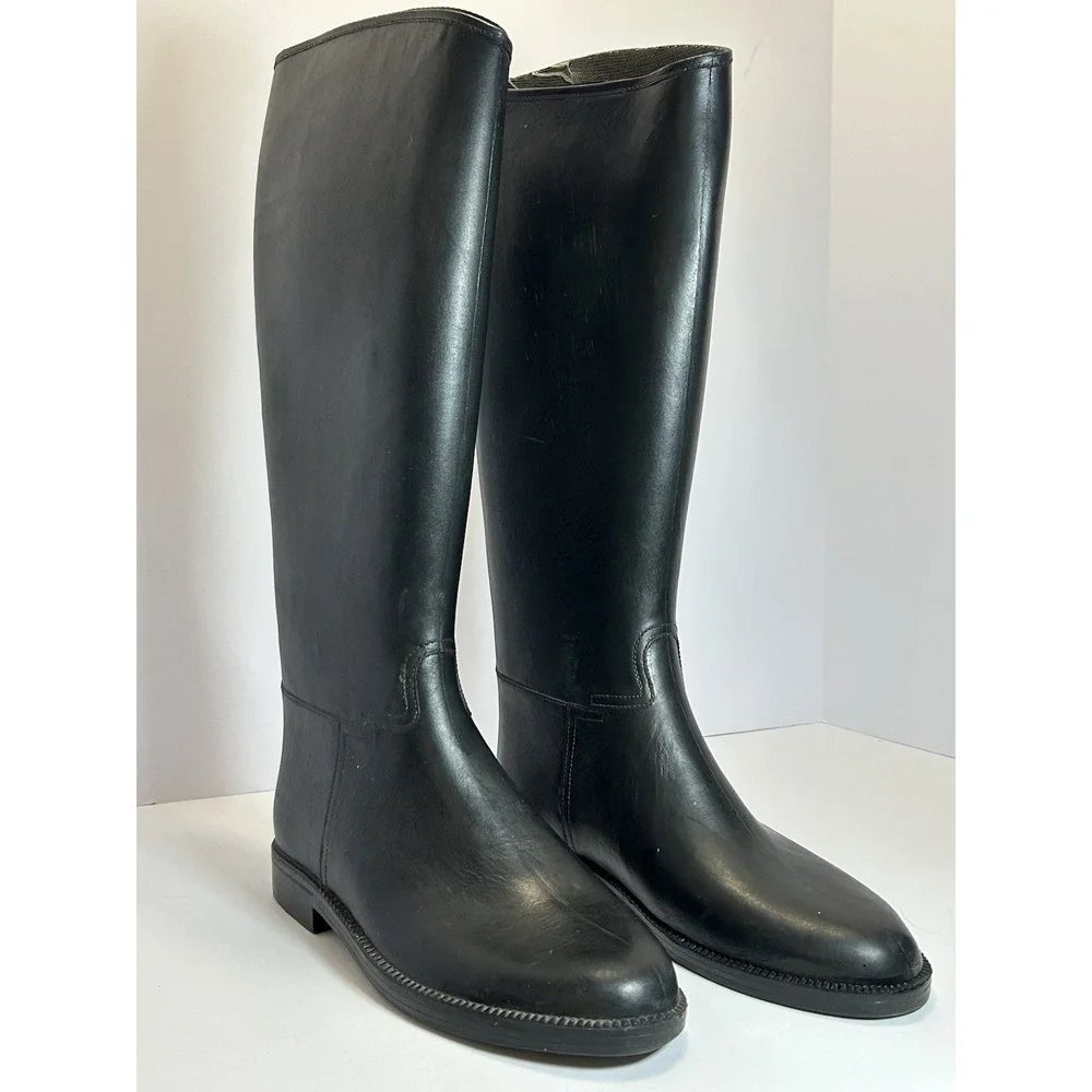 Cadett Israel‎ Tall Rubber Riding Boots Women's US 7 Eu 38 Black Equestrian Rain